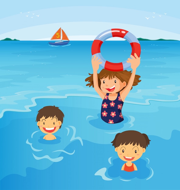 Beach kids Vector | Free Download