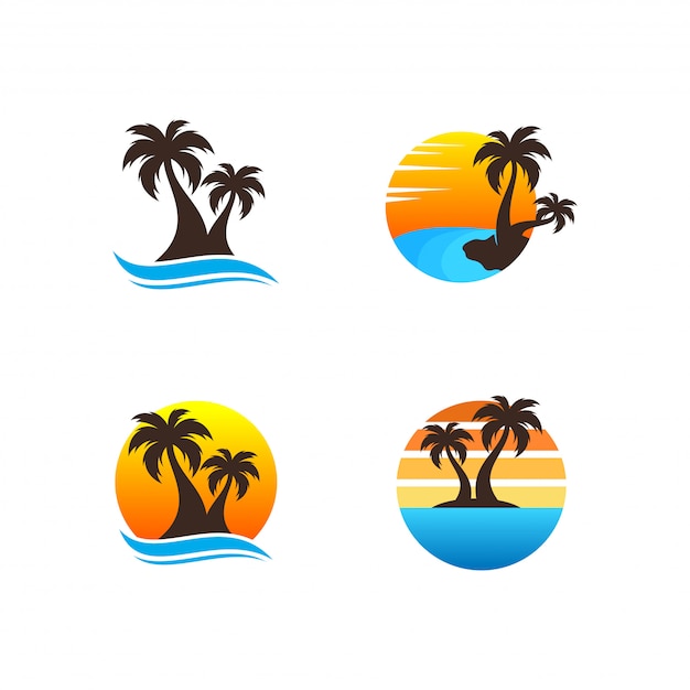 Download Premium Vector | Beach logo bundle