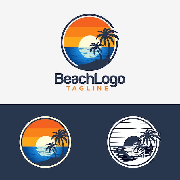 Beach logo design vector template | Premium Vector