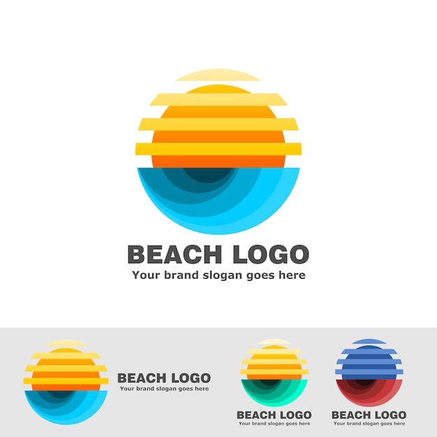 Download Free Beach Logo Stripe Sun And Ocean Wave Premium Vector Use our free logo maker to create a logo and build your brand. Put your logo on business cards, promotional products, or your website for brand visibility.