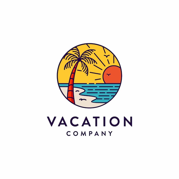 Beach logo template | Premium Vector