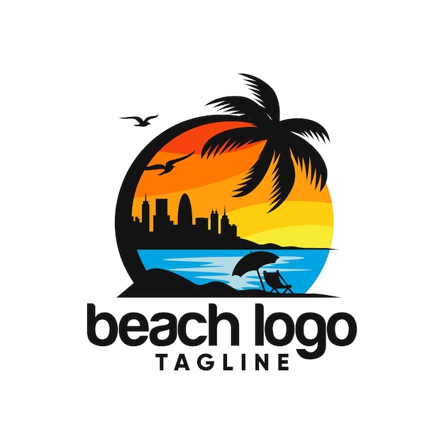 Beach logo vector template Vector | Premium Download