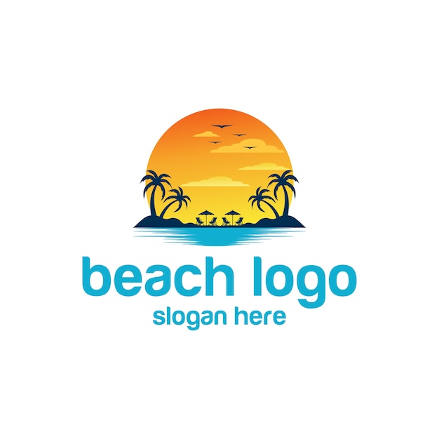 Download Vector Sunset Beach Logo PSD - Free PSD Mockup Templates