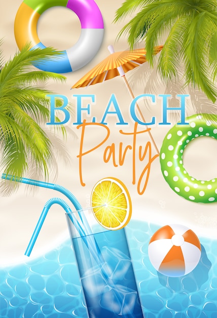Premium Vector | Beach party poster