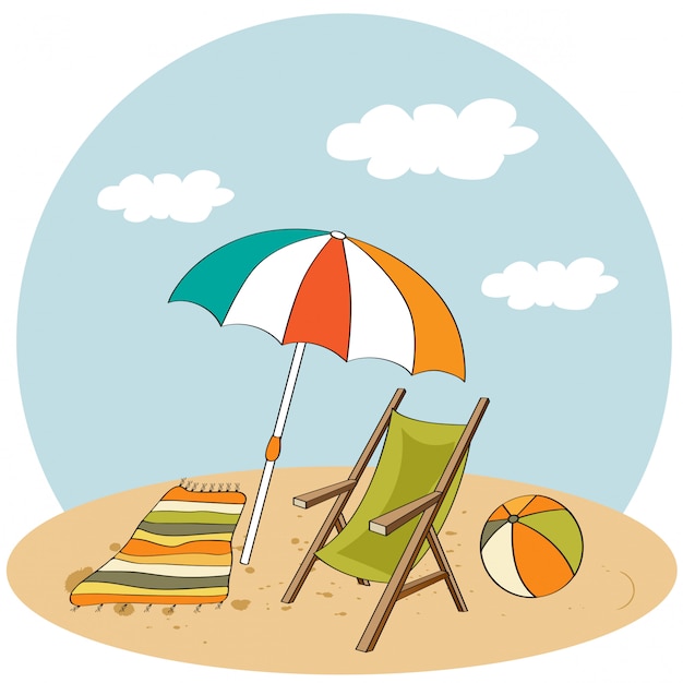 Premium Vector | Beach scene. summer holiday illustration