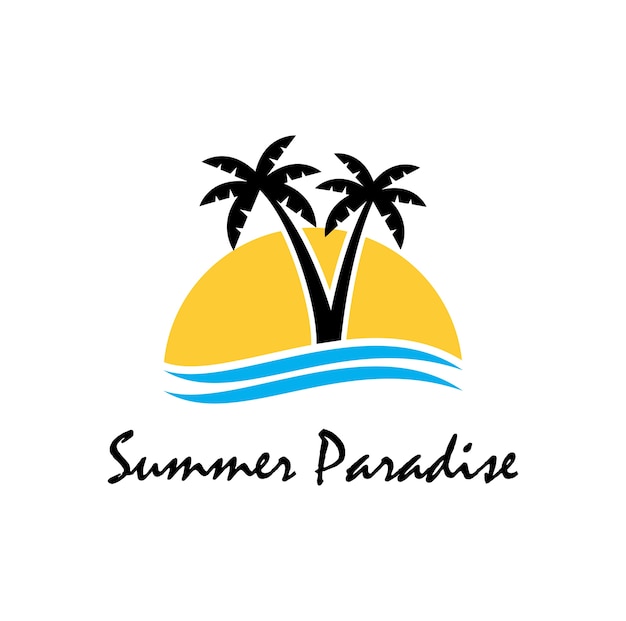 Download Beach and summer theme logo with palm three design template | Premium Vector