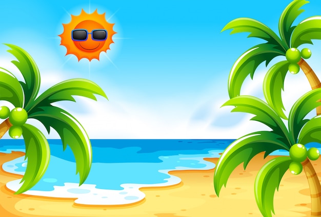 Free Vector | Beach under the sun