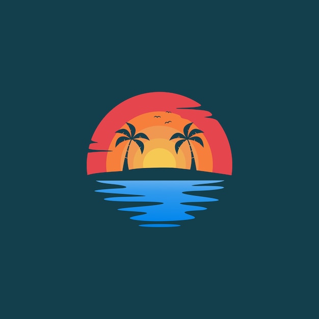 Download Free Beach Sunset Landscape Logo Design Illustration Premium Vector Use our free logo maker to create a logo and build your brand. Put your logo on business cards, promotional products, or your website for brand visibility.