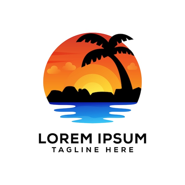 Premium Vector | Beach sunset logo