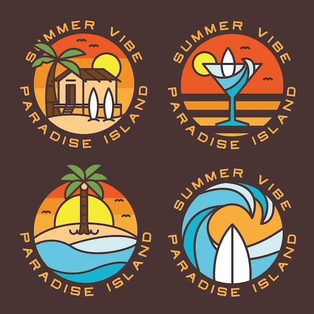 Premium Vector Beach and surf logo badges set