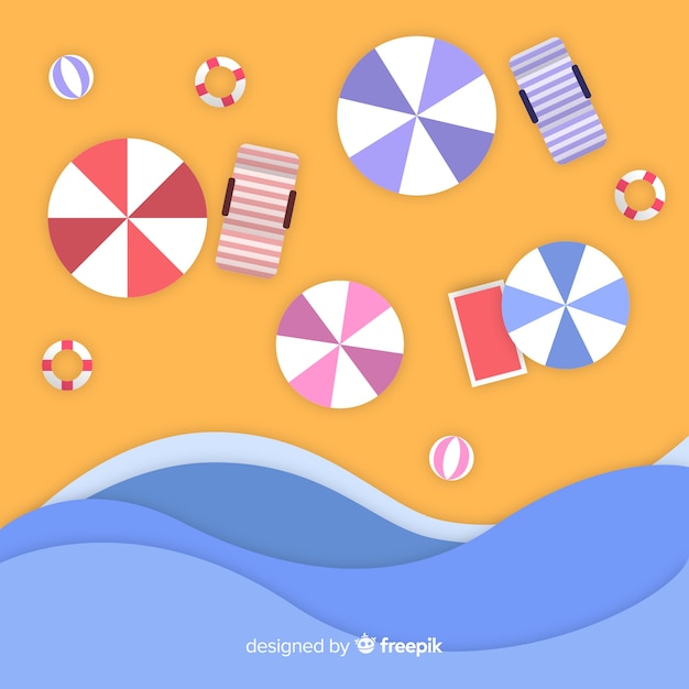 Beach top view in paper style Free Vector