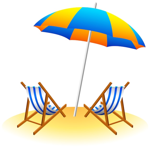 Premium Vector | Beach umbrella and deck chairs