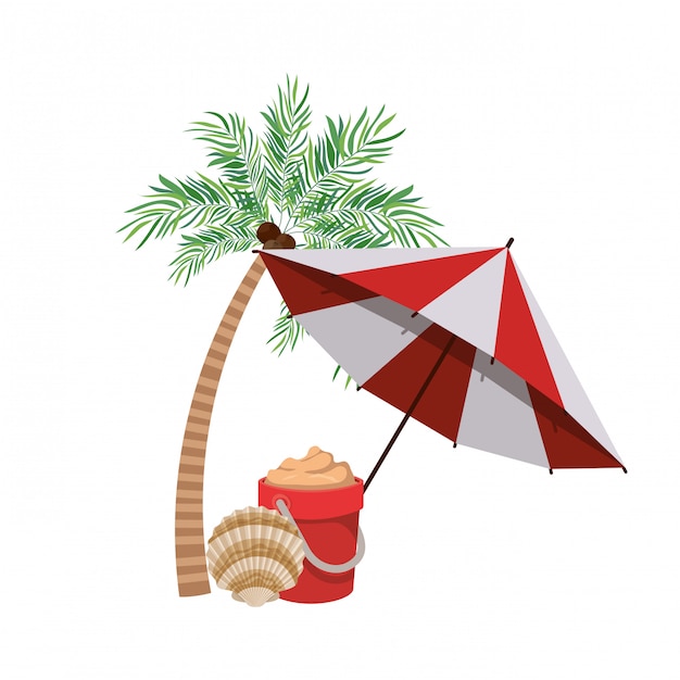 Download Beach umbrella for summer striped | Free Vector