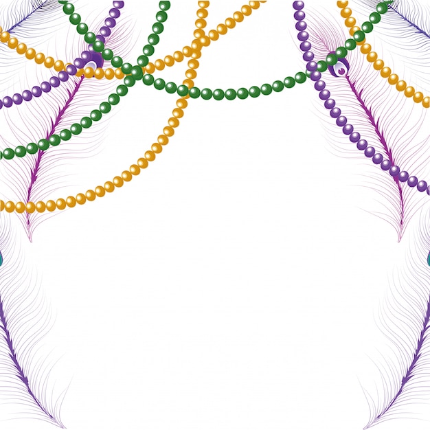 Beads mardi gras frame Vector | Premium Download