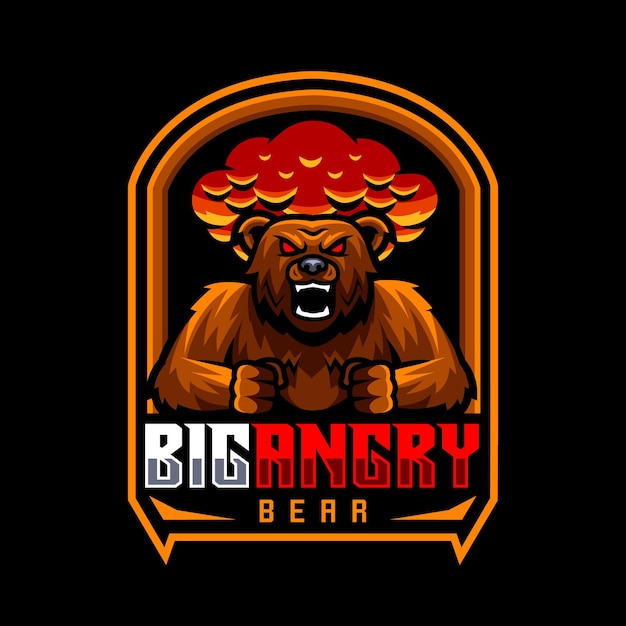 Premium Vector Bear Angry Mascot Logo