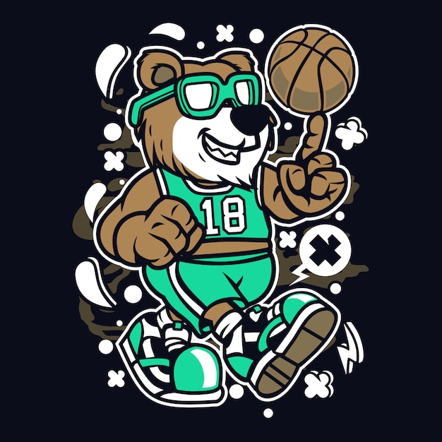 Premium Vector | Bear basketball player