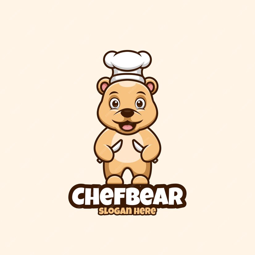 Premium Vector | Bear chef cartoon logo creative illustration