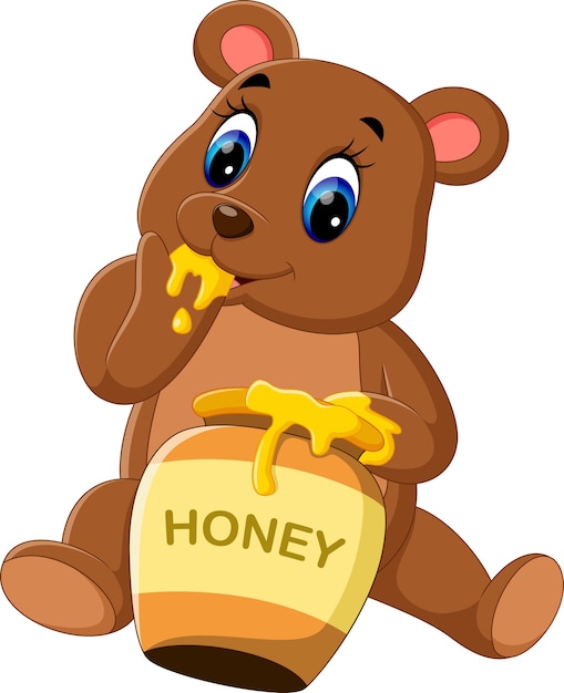 Premium Vector Bear eating honey