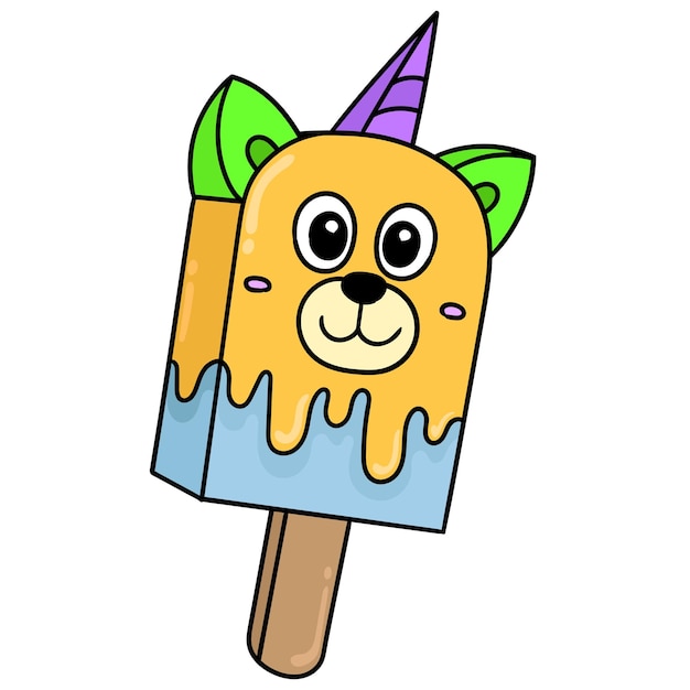 Premium Vector | Bear face ice cream stick with a happy smiling face ...