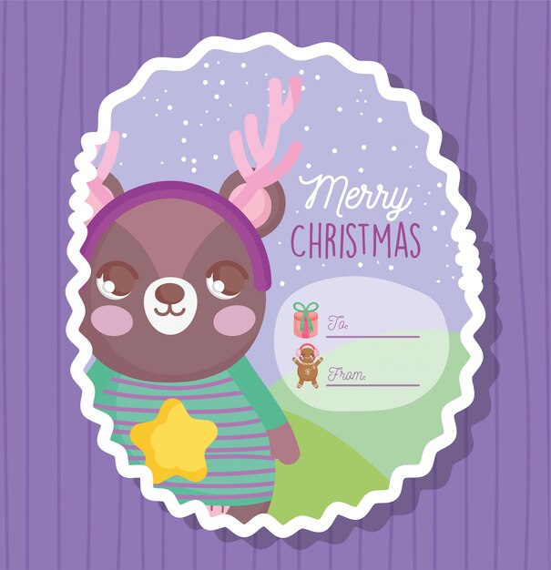 Premium Vector | Bear happy merry christmas card