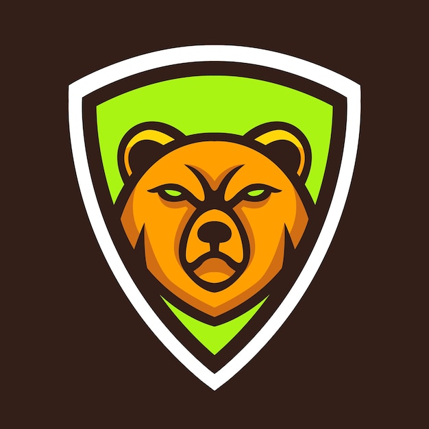 Premium Vector | Bear head with shield logo design vector