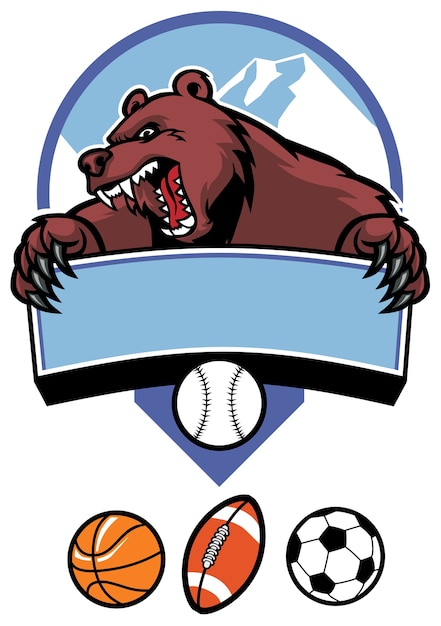 Premium Vector | Bear mascot with various sport ball