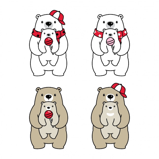 Download Bear polar cartoon character baby illustration | Premium ...