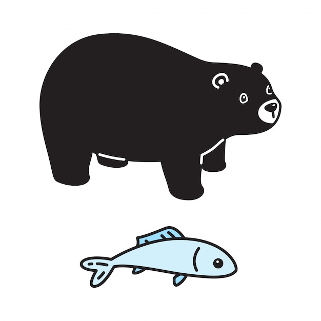 クマ極性漫画のキャラクターの魚のサケ プレミアムベクター