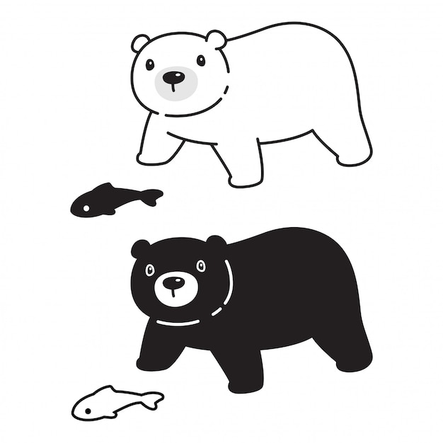 クマの極性キャラ漫画イラスト プレミアムベクター