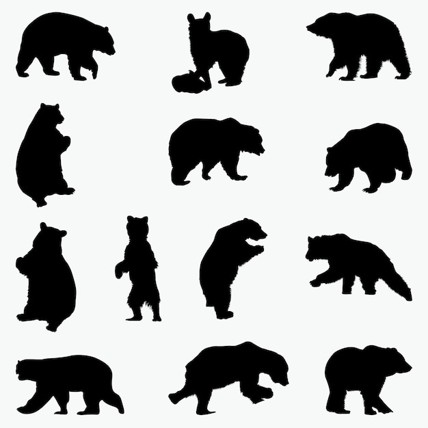 Download Bear silhouettes Vector | Premium Download