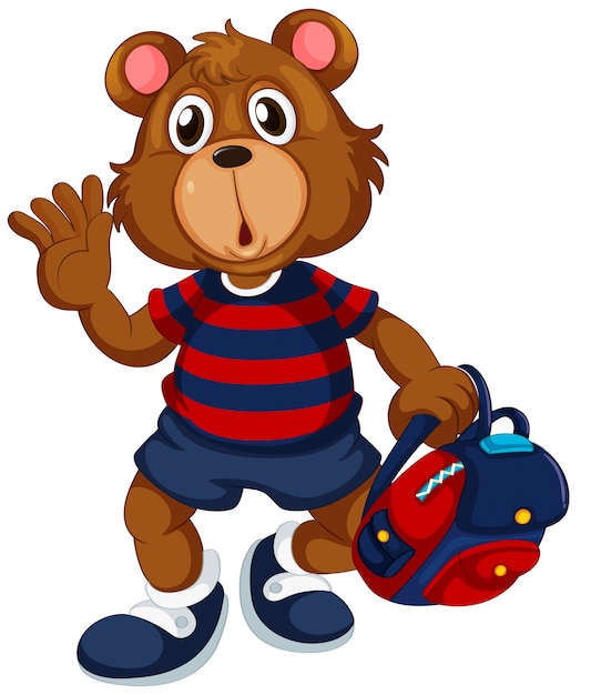Bear student with backpack Free Vector