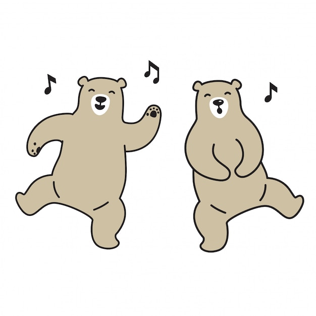 Premium Vector | Bear vector polar bear dancing cartoon