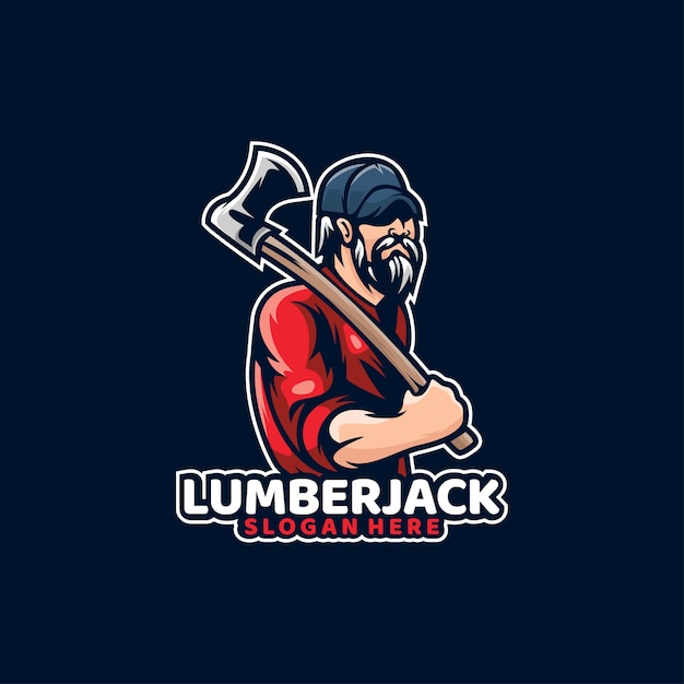 Premium Vector | Beard lumberjack badge forest timber