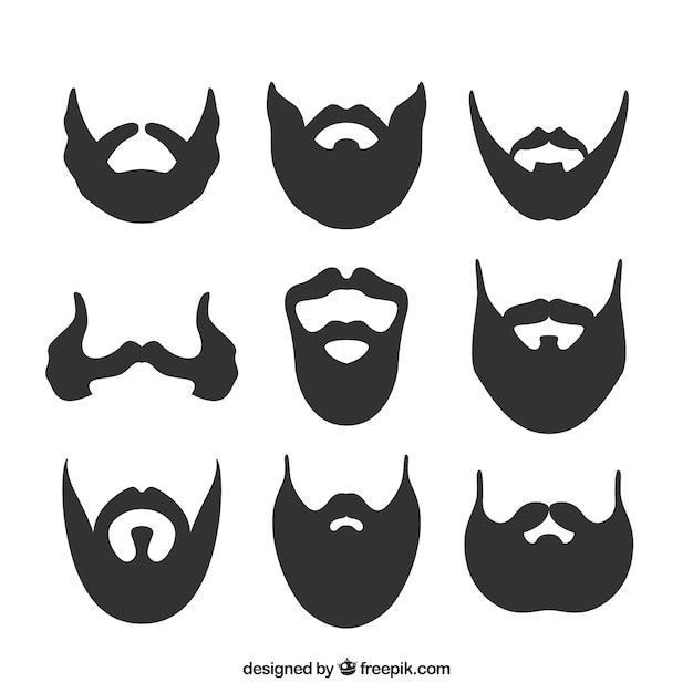 Beard silhouette collection Vector Free Download