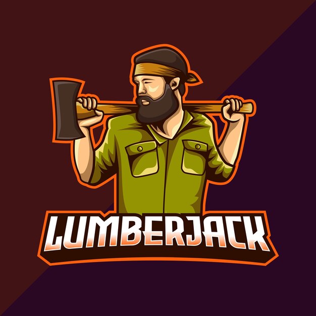 Premium Vector Bearded Lumberjack Mascot Hold The Axe