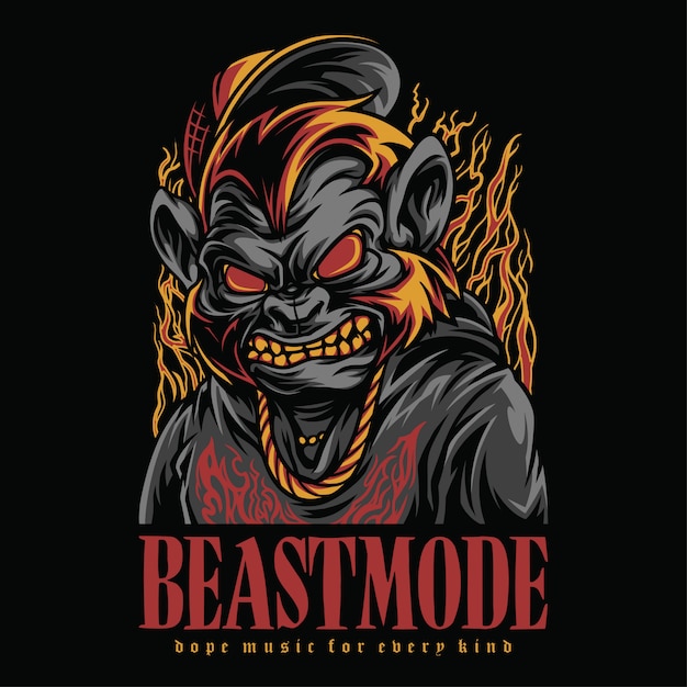 Premium Vector Beast Mode Hiphop Style Illustration