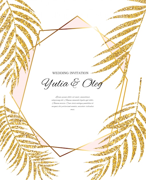 Download Beautifil wedding invitation with palm tree leaf ...