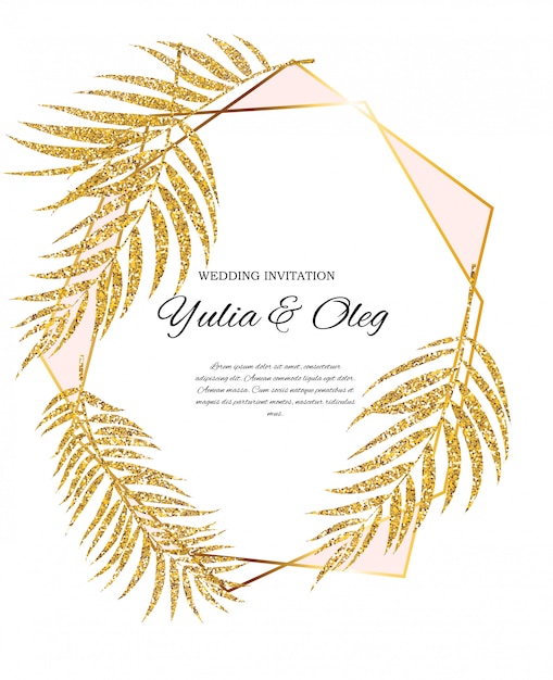 Download Beautifil wedding invitation with palm tree leaf ...