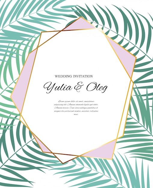 Download Beautifil wedding invitation with palm tree leaf ...