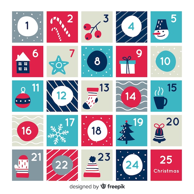 Beautiful advent calendar Vector Free Download