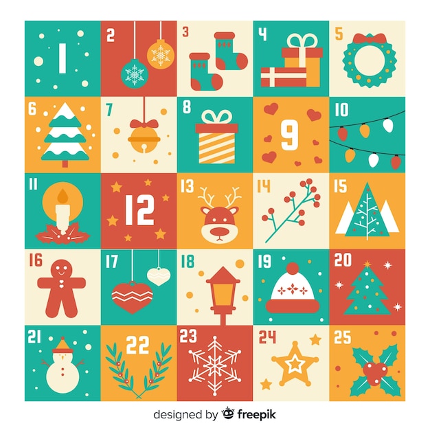 Beautiful advent calendar | Free Vector