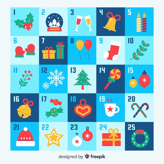 Beautiful advent calendar Free Vector