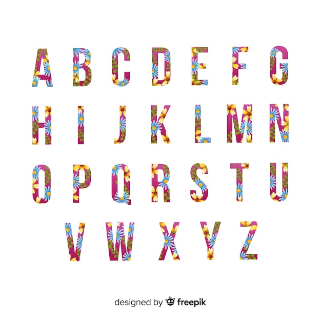 Free Vector | Beautiful alphabet with flowers