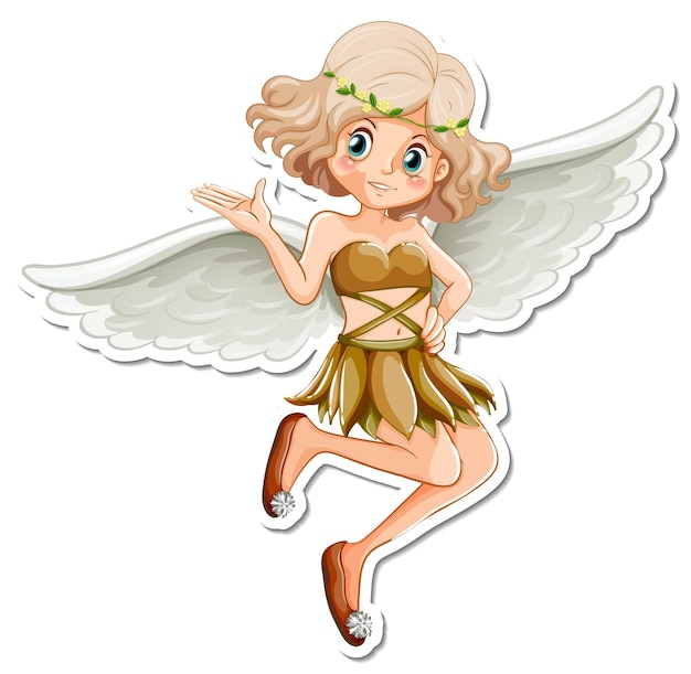 Premium Vector | Beautiful angel cartoon character sticker