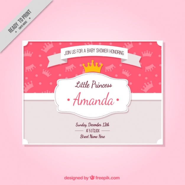 Free Vector Beautiful Baby Shower Invitation With Crown