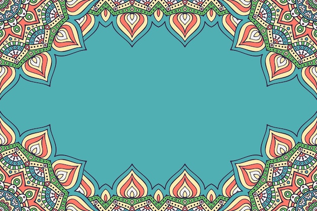 Free Vector | Beautiful background decorated with colourful mandala frame