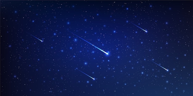 彗星と星屑と空間を照らす明るく輝く星と美しい背景銀河イラスト プレミアムベクター