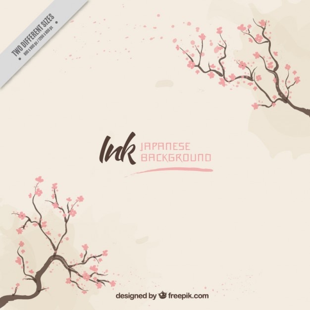 Beautiful background with branches and flowers Free Vector