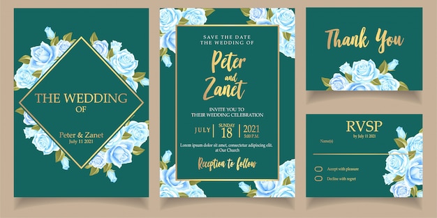 Download Free Beautiful Blue Flower Invitation Wedding Card Template Set With Use our free logo maker to create a logo and build your brand. Put your logo on business cards, promotional products, or your website for brand visibility.