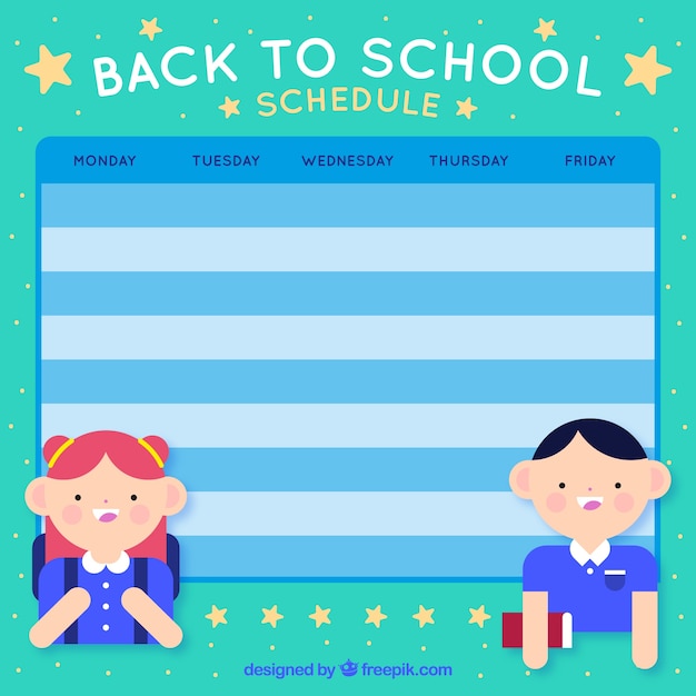 Beautiful blue school calendar Vector Free Download